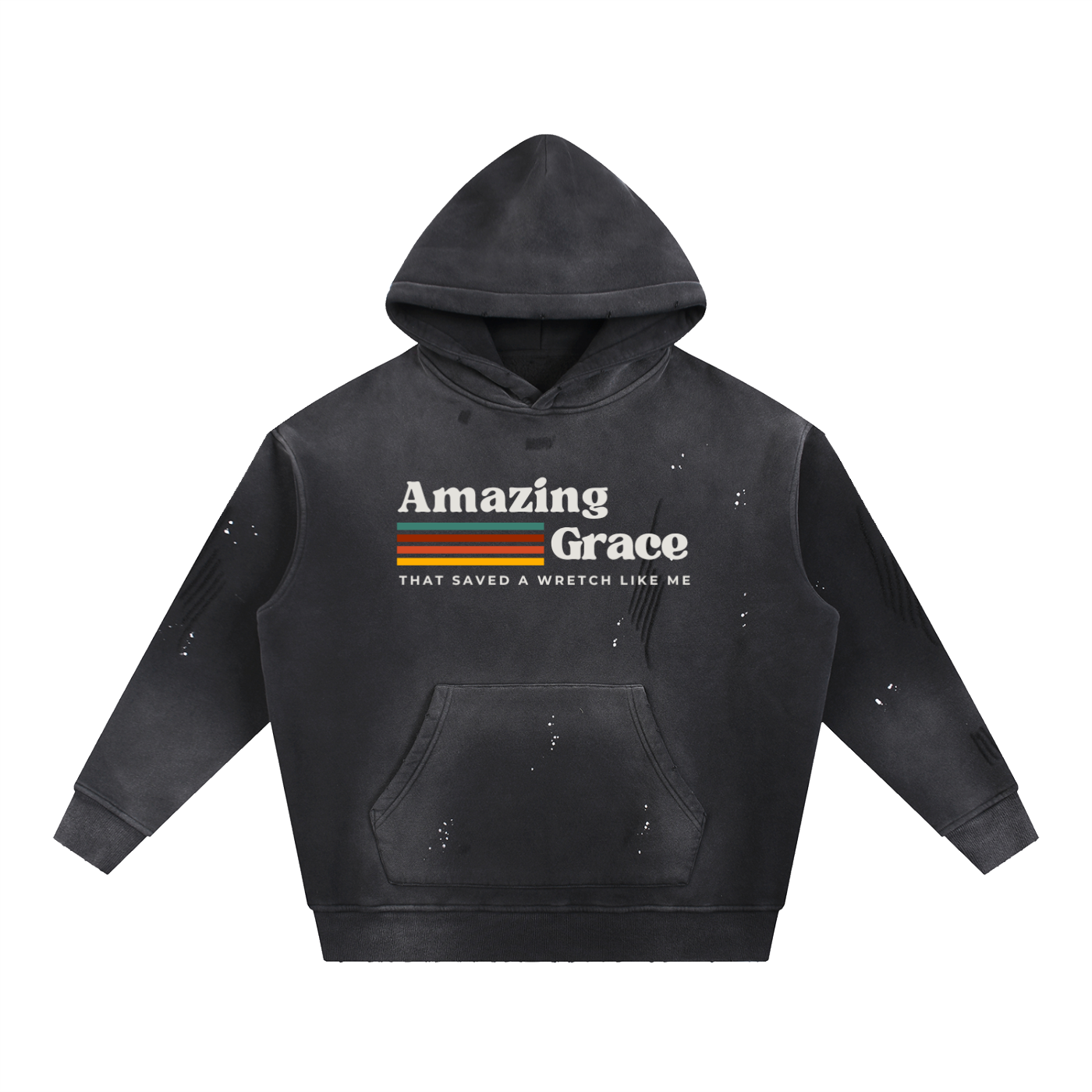 Vintage Washed Frayed Fleece Hoodie