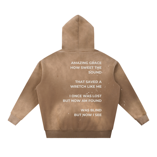 Vintage Washed Frayed Fleece Hoodie