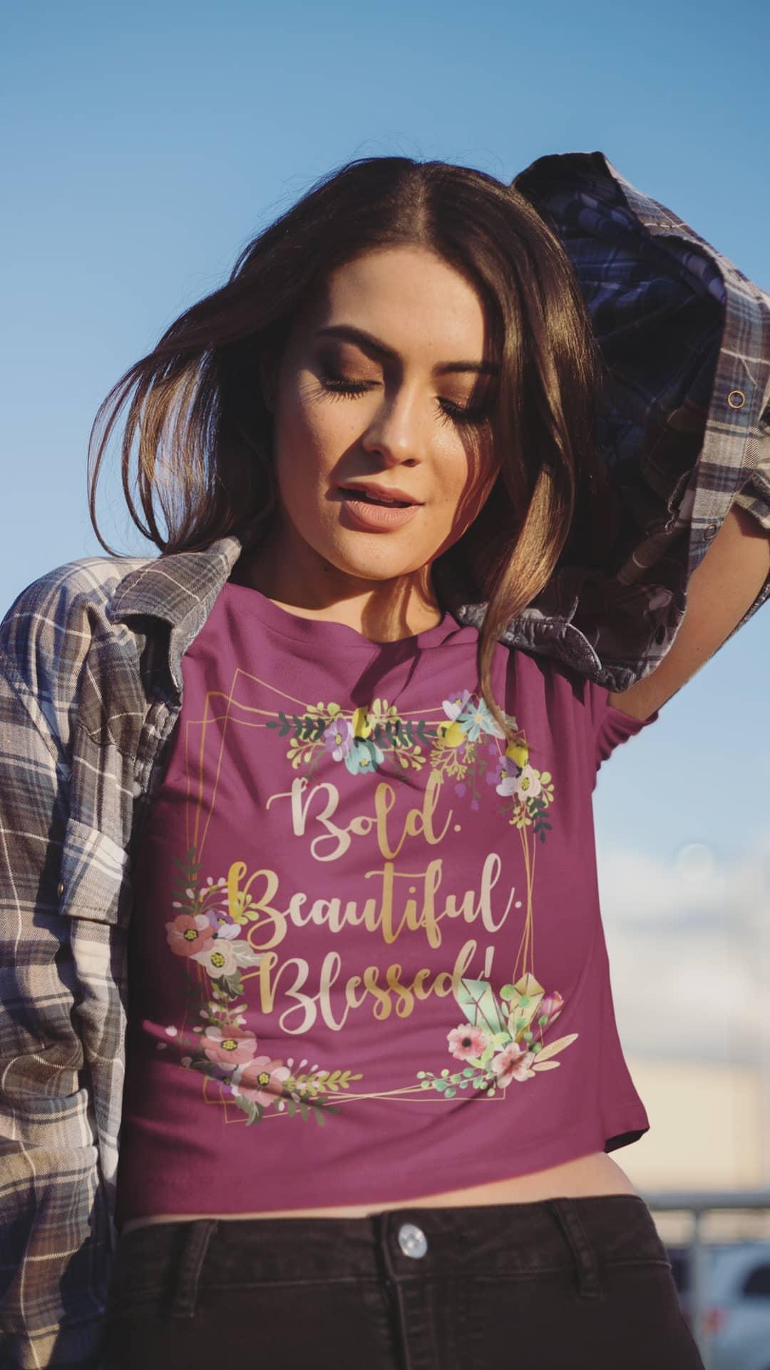 Beautiful. Bold. Blessed (Floral) - PeculiarPeople StandOut Christian Apparel
