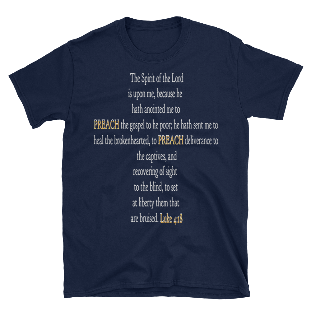 ANOINTED TO PREACH - LUKE 4:18 (Black and Navy) - PeculiarPeople StandOut Christian Apparel