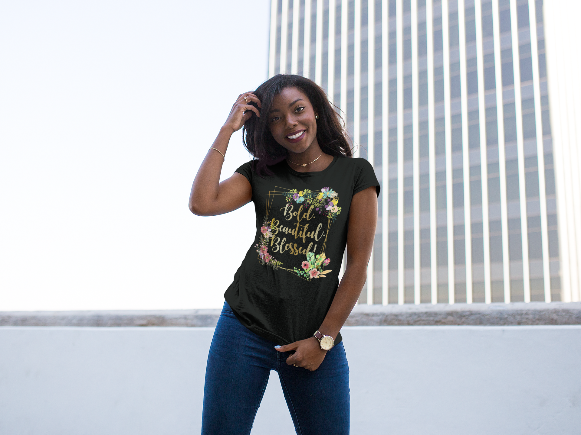Beautiful. Bold. Blessed (Floral) - PeculiarPeople StandOut Christian Apparel