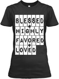 BLESSED HIGHLY FAVORED AND LOVED (Black, Navy and Red) - PeculiarPeople StandOut Christian Apparel